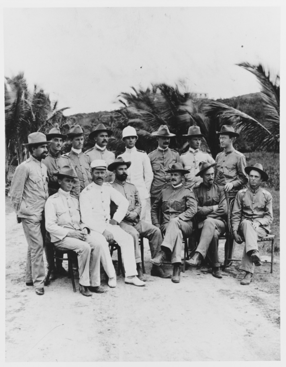 Naval, Marine Corps, and Army Officers on Beach
