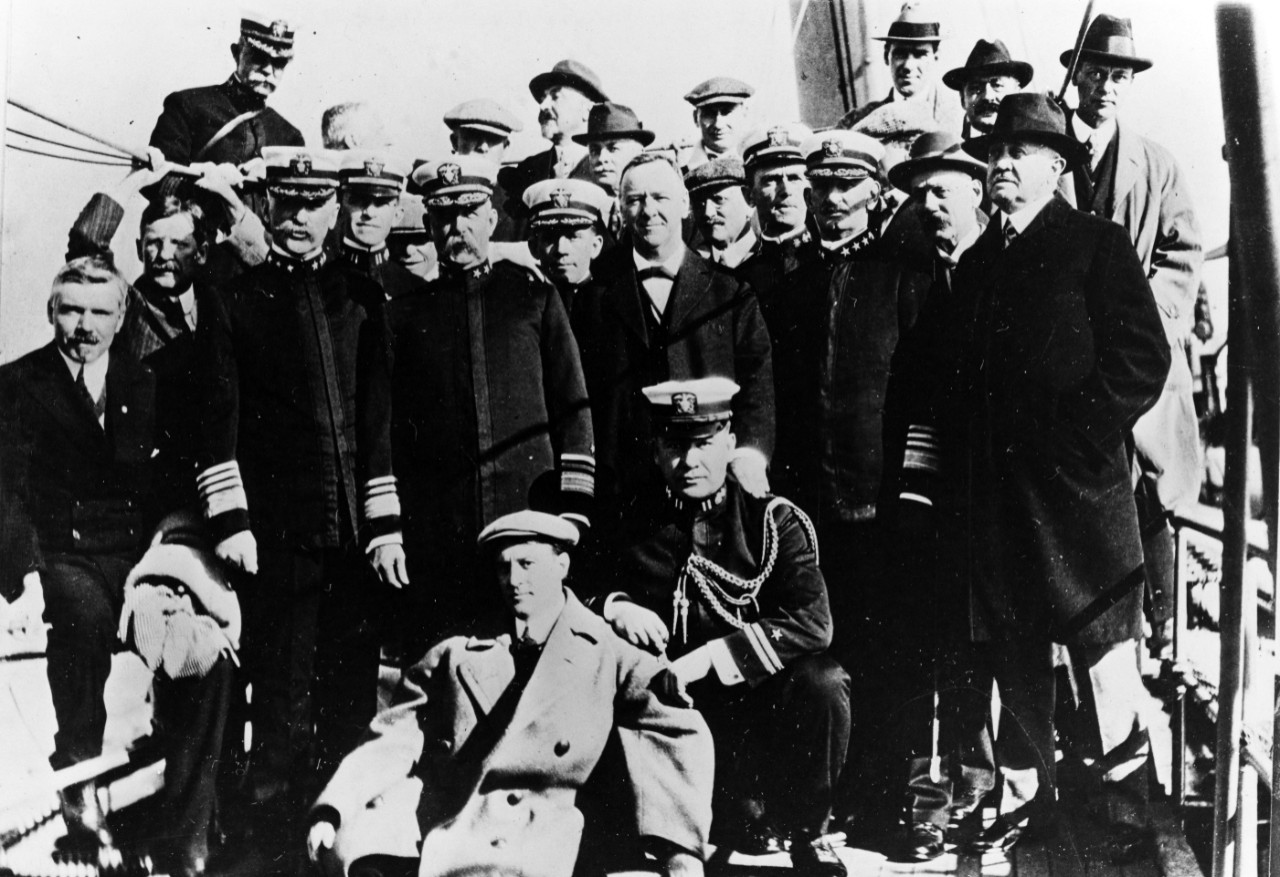 Admiral William S. Benson, Vice Admiral De Witt Coffman, Secretary of the Navy, Admiral Henry T. Mayo