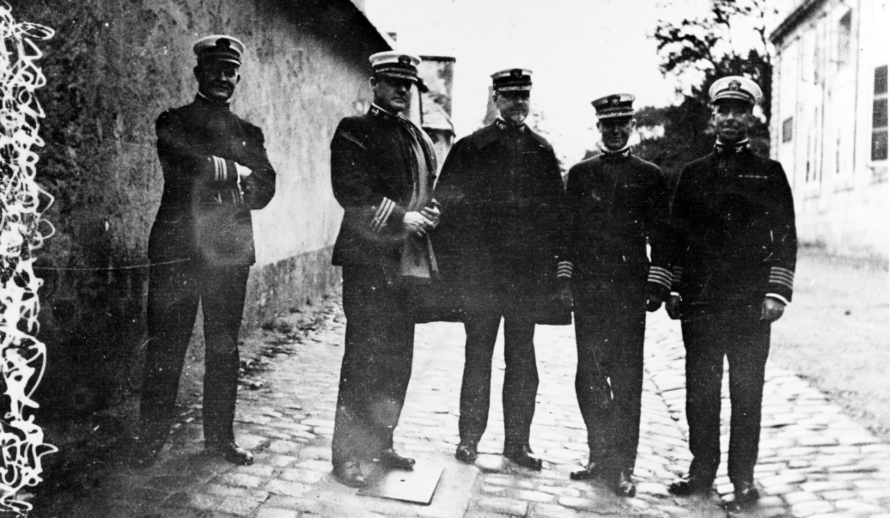 Lieutenant Fred L. Blaisdell, Commander William Ancrum, Admiral William S. Sims, Captain Thomas P. Magruder, Captain John Halligan, Jr.