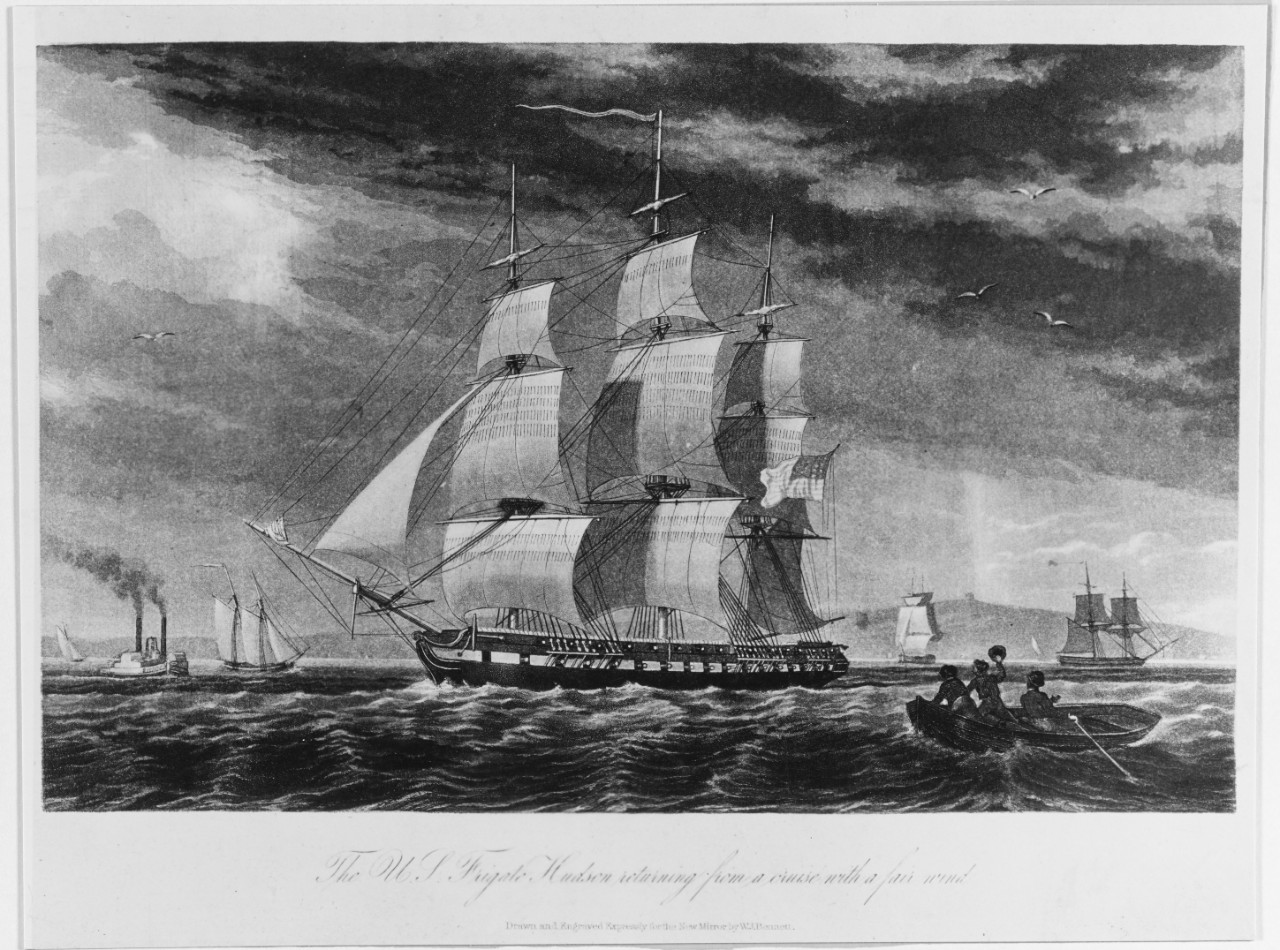 Photo #: NH 53598  &quot;The U.S. Frigate Hudson returning from a cruise with a fair wind&quot;