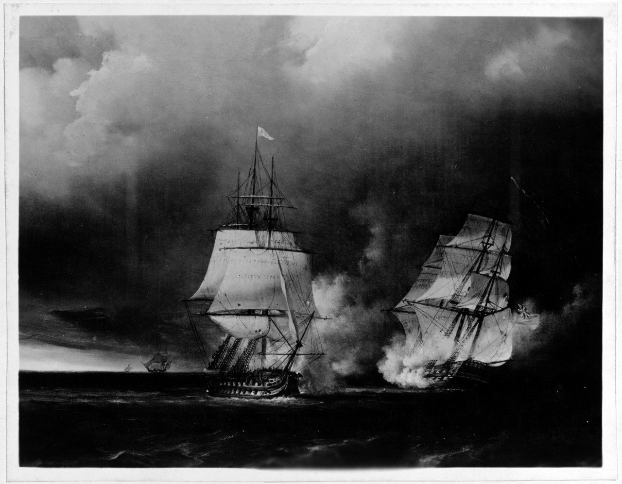 Engagement between U.S.S. ESSEX and H.M.S. CHERUB off Valparaiso, Chile, 1814.