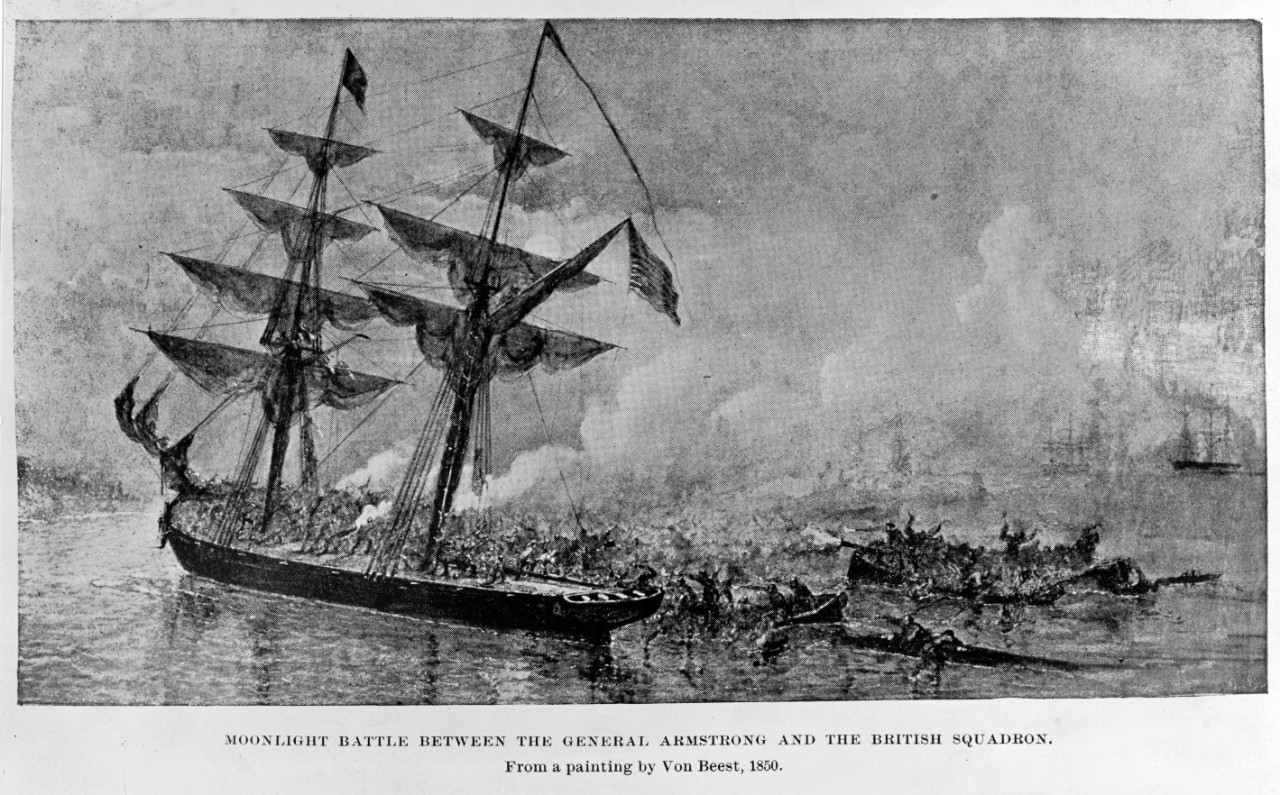 Moonlight Battle Between the GENERAL ARMSTRONG and the British Squadron