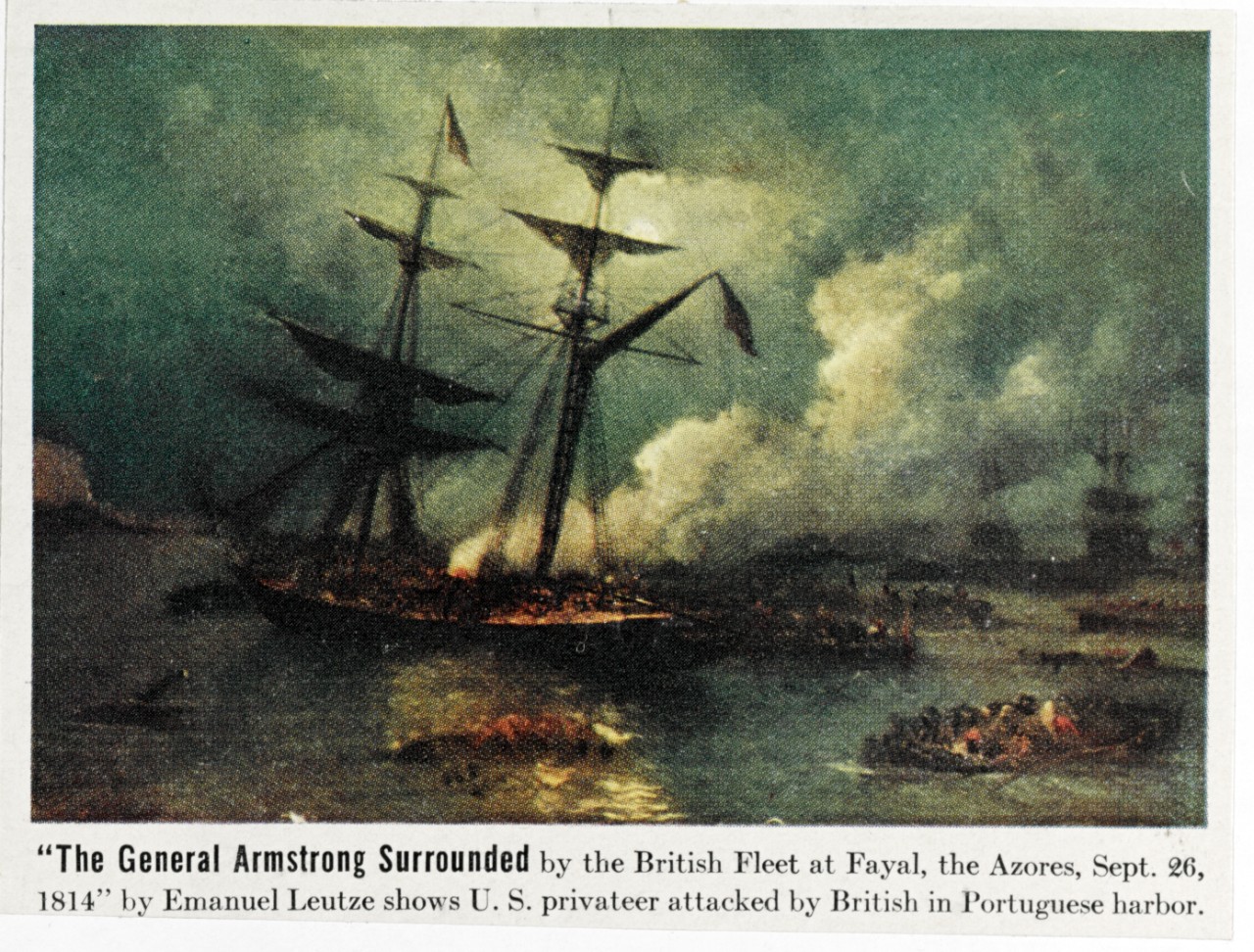 The General Armstrong surrounded by the British Fleet at Fayal, Azores, 1814