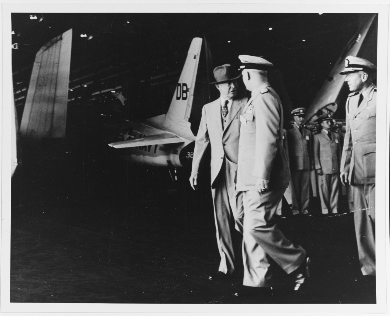 Photo #: NH 55873  President Dwight D. Eisenhower Admiral Arleigh A. Burke, USN