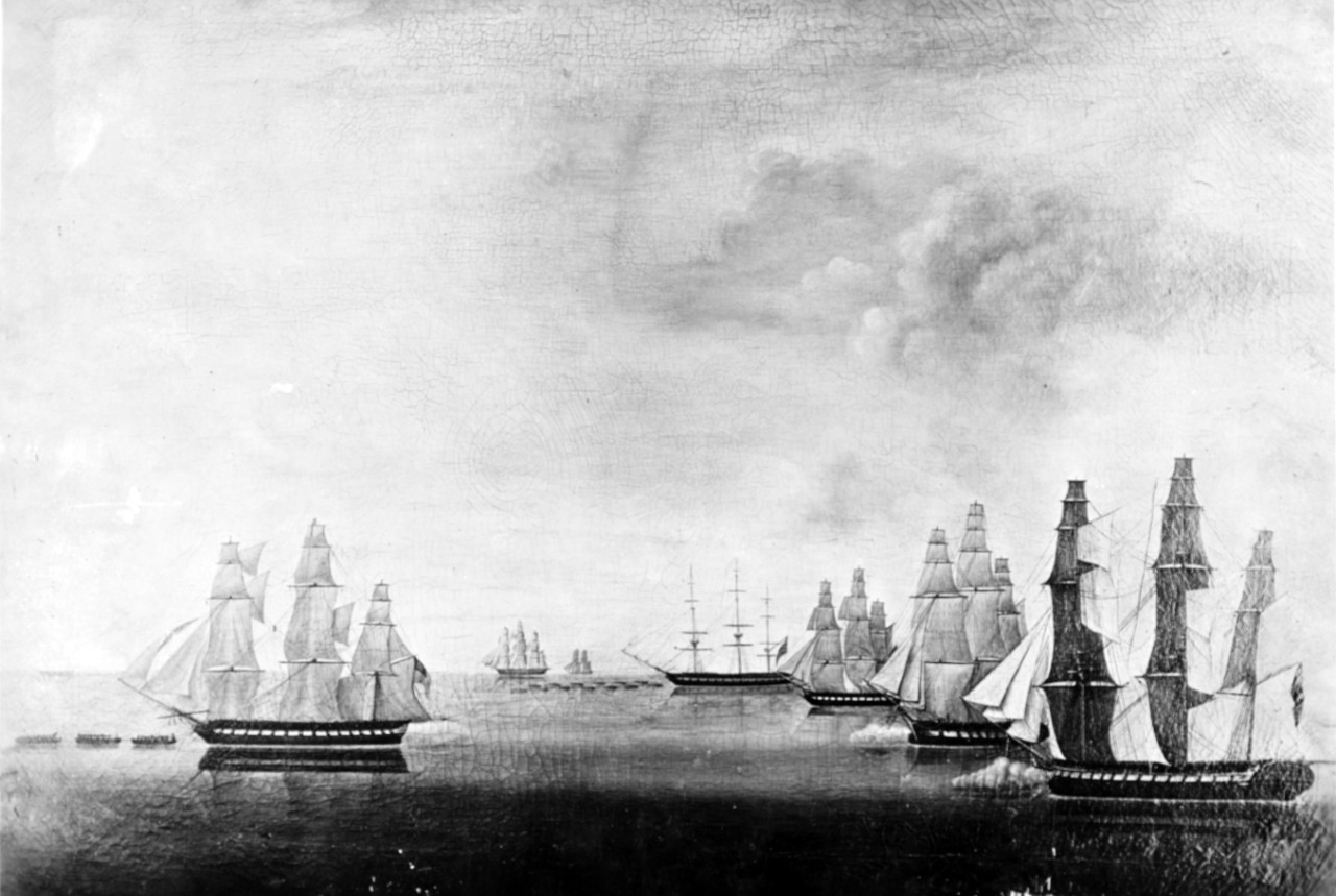 Photo #: NH 56782  USS Constitution's escape from a British squadron, July 1812