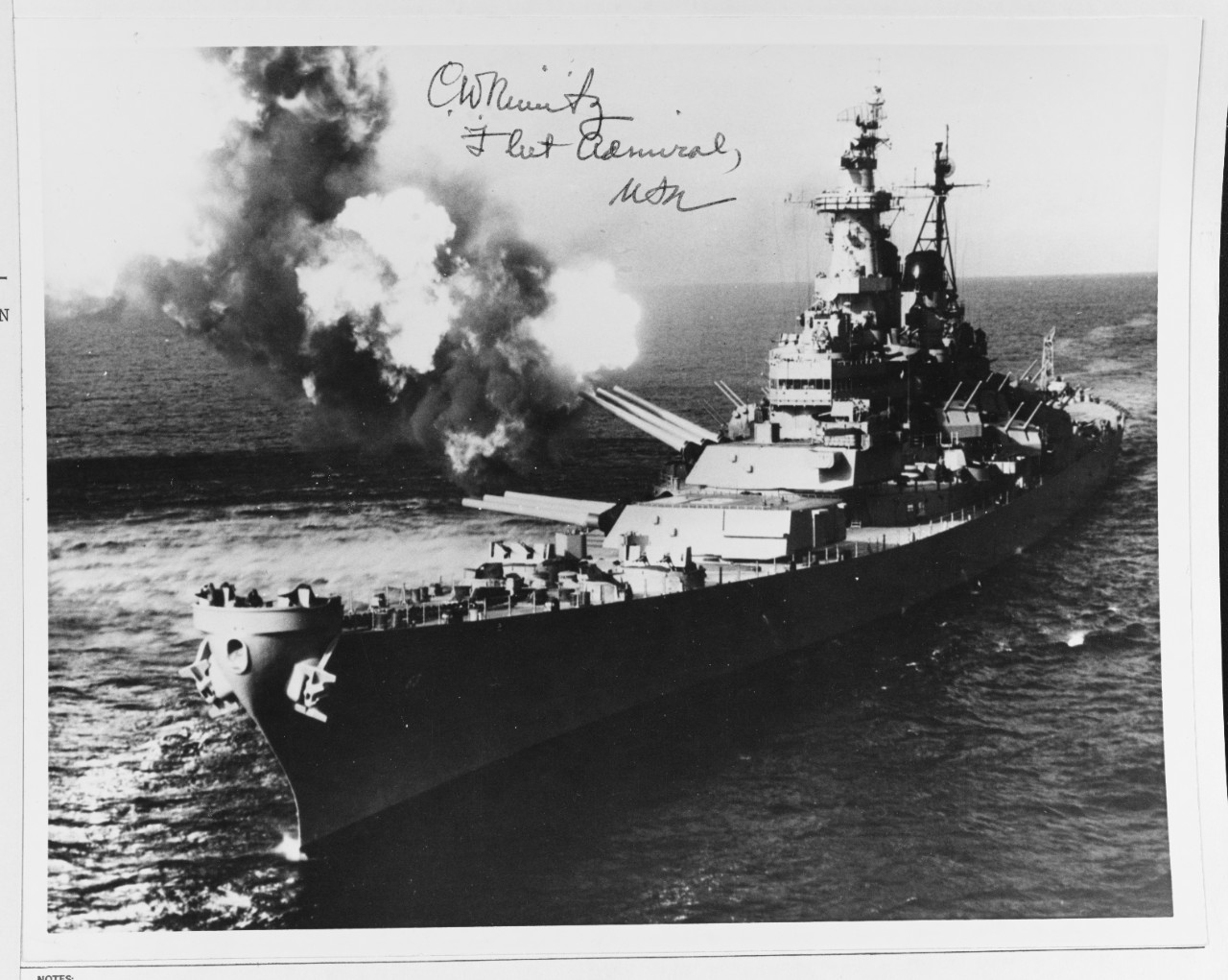 USS MISSOURI (BB-63) fires a 16-inch salvo.