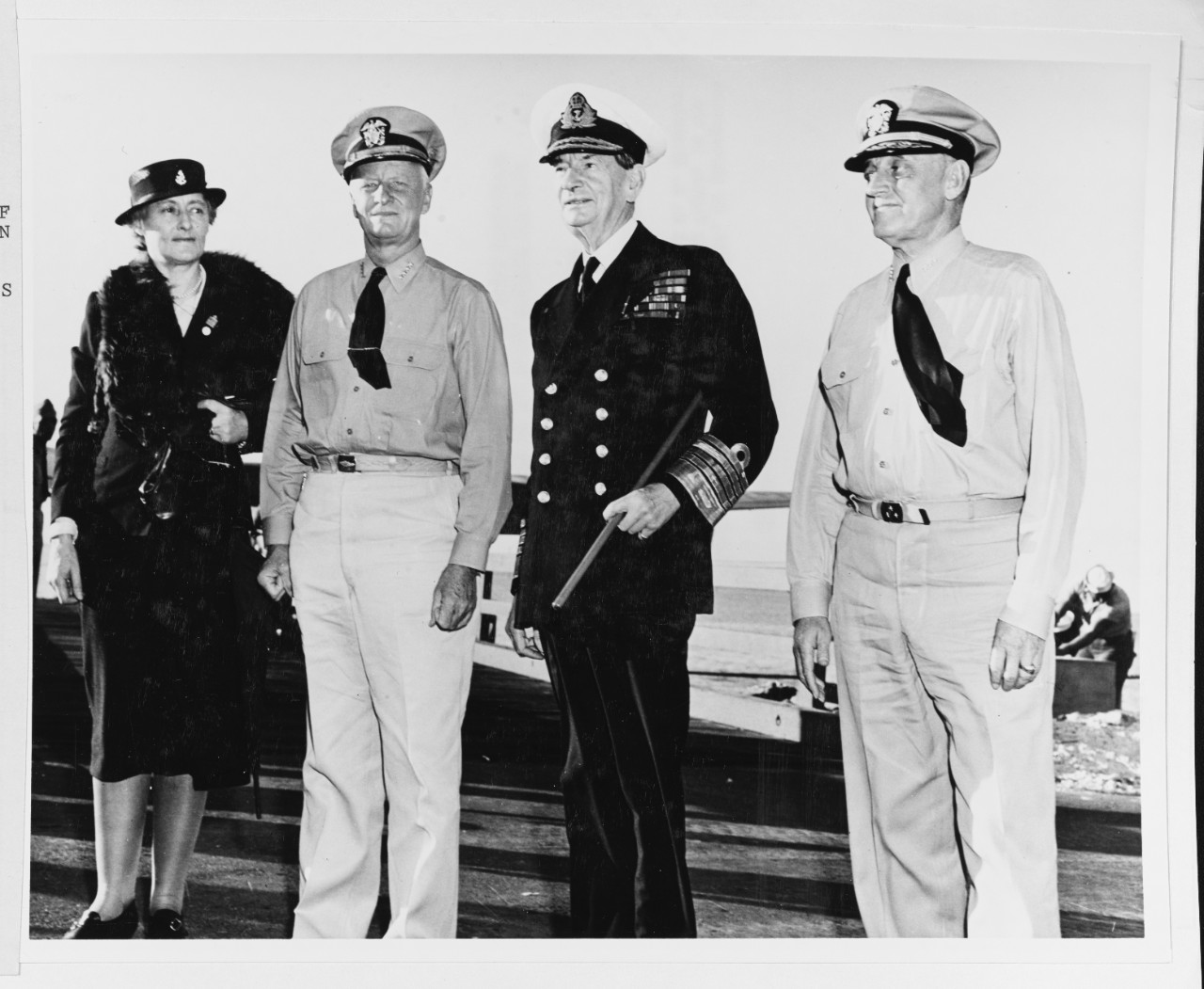 Admiral Chester W. Nimitz (CinCPac-POA) is shown with Admiral of the Fleet and Lady Keyes in the Pacific area during World War II.