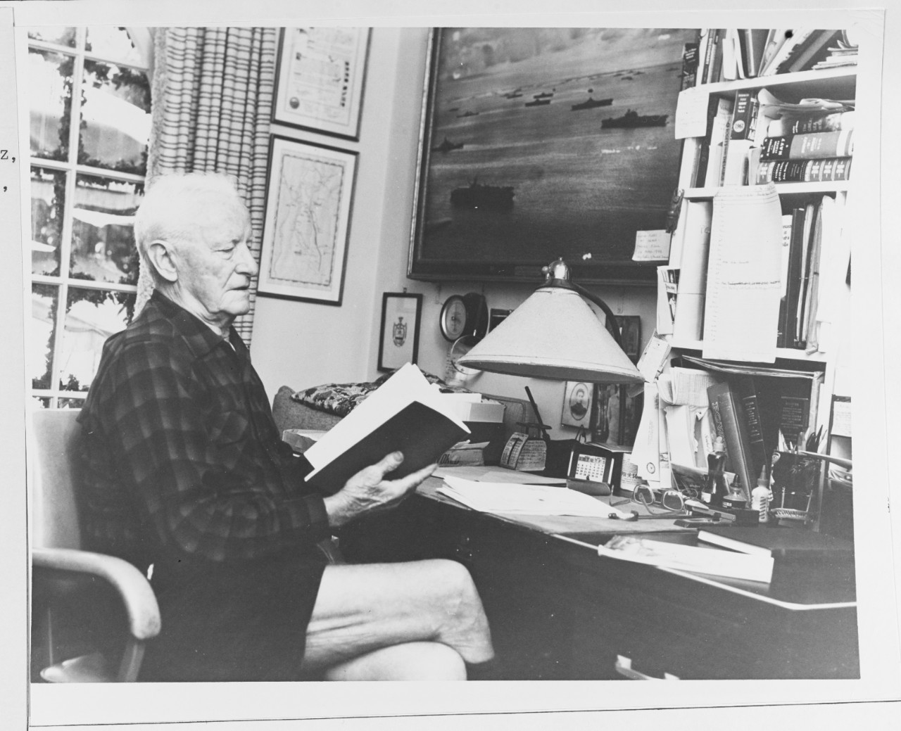 Fleet Admiral Chester W. Nimitz, USN, in his Berkeley, California, home.
