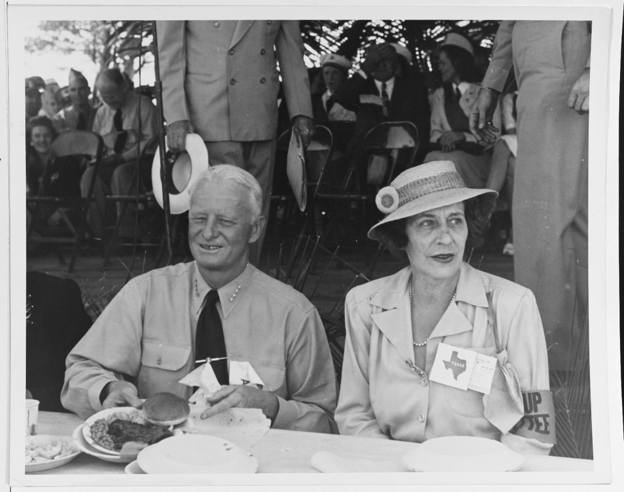 Admiral Chester W. Nimitz (CinCPac-POA) attends a state of Texas picnic in Hawaii.