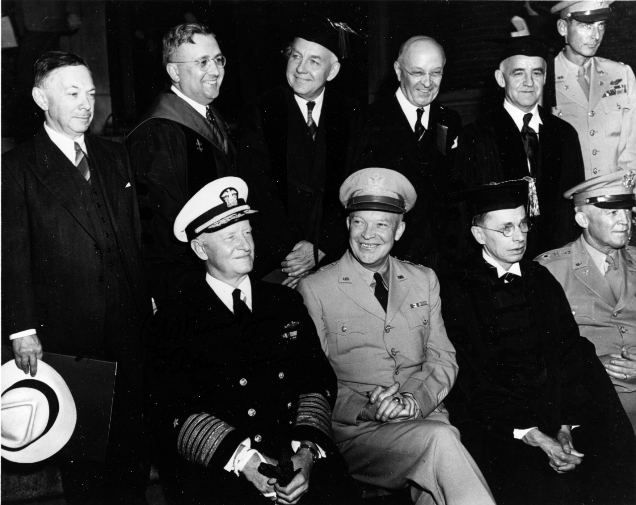 Nimitz and Officers after Receiving Degrees