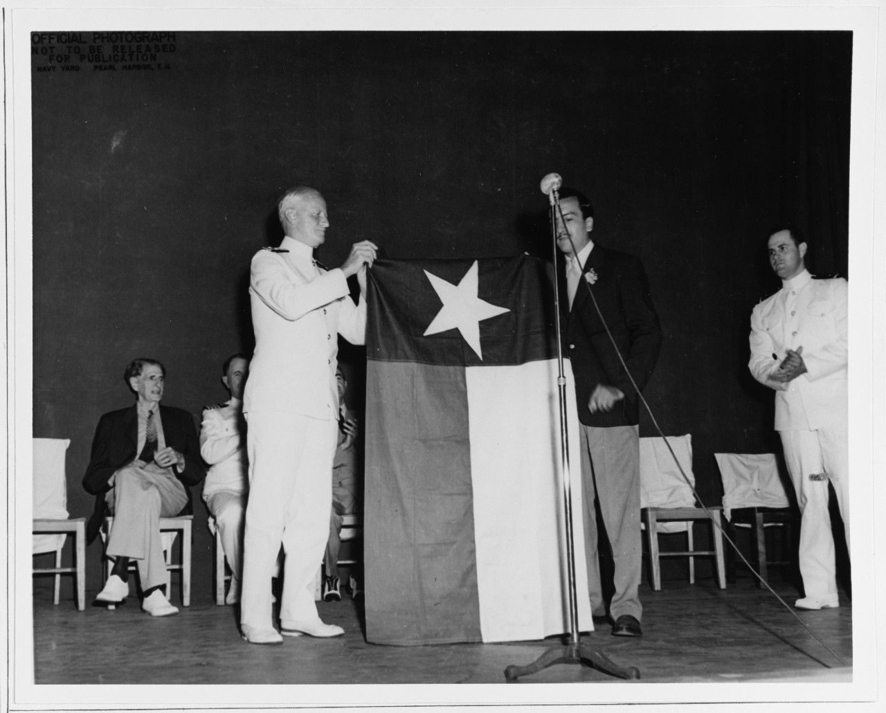 Nimitz Accepts Texas Flag