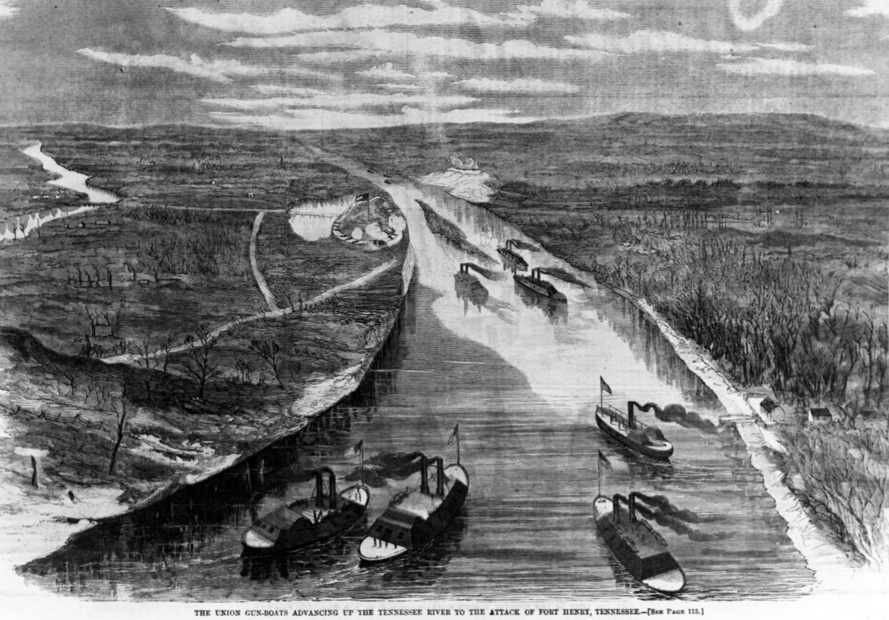 Union Gunboats Advancing Up the Tennessee River on 6 February 1862