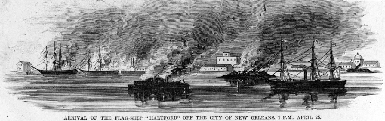 Arrival of the Flagship HARTFORD off the City of New Orleans