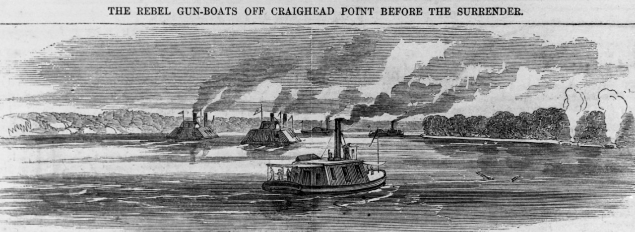 Confederate Gunboats off Craighead Point