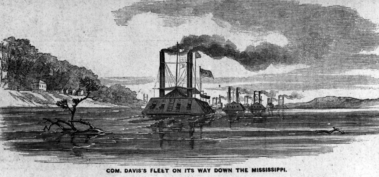 Commodore Davis' Fleet on its Way Down the Mississippi