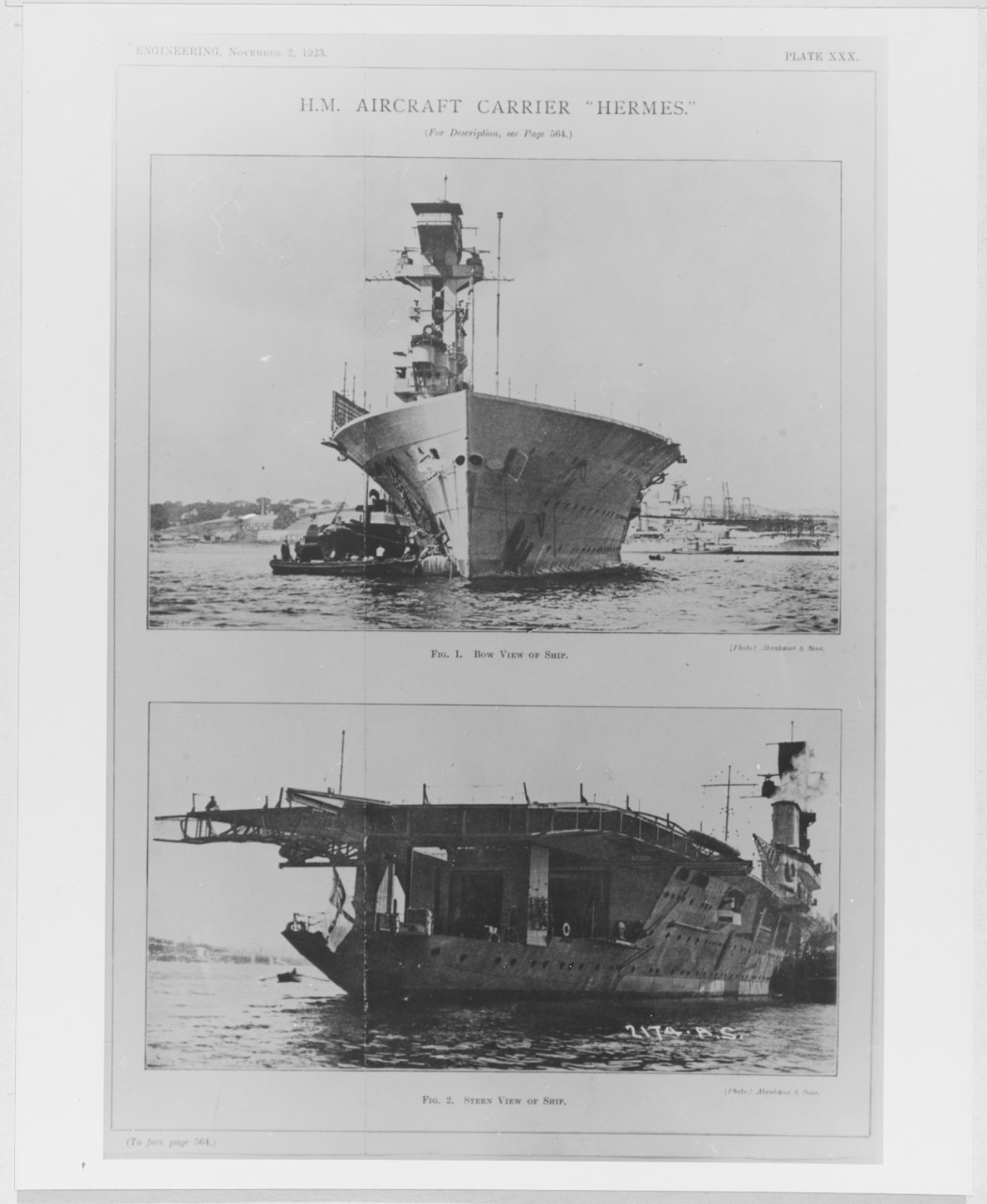 H.M.S. HERMES (BRITISH AIRCRAFT CARRIER, 1919)