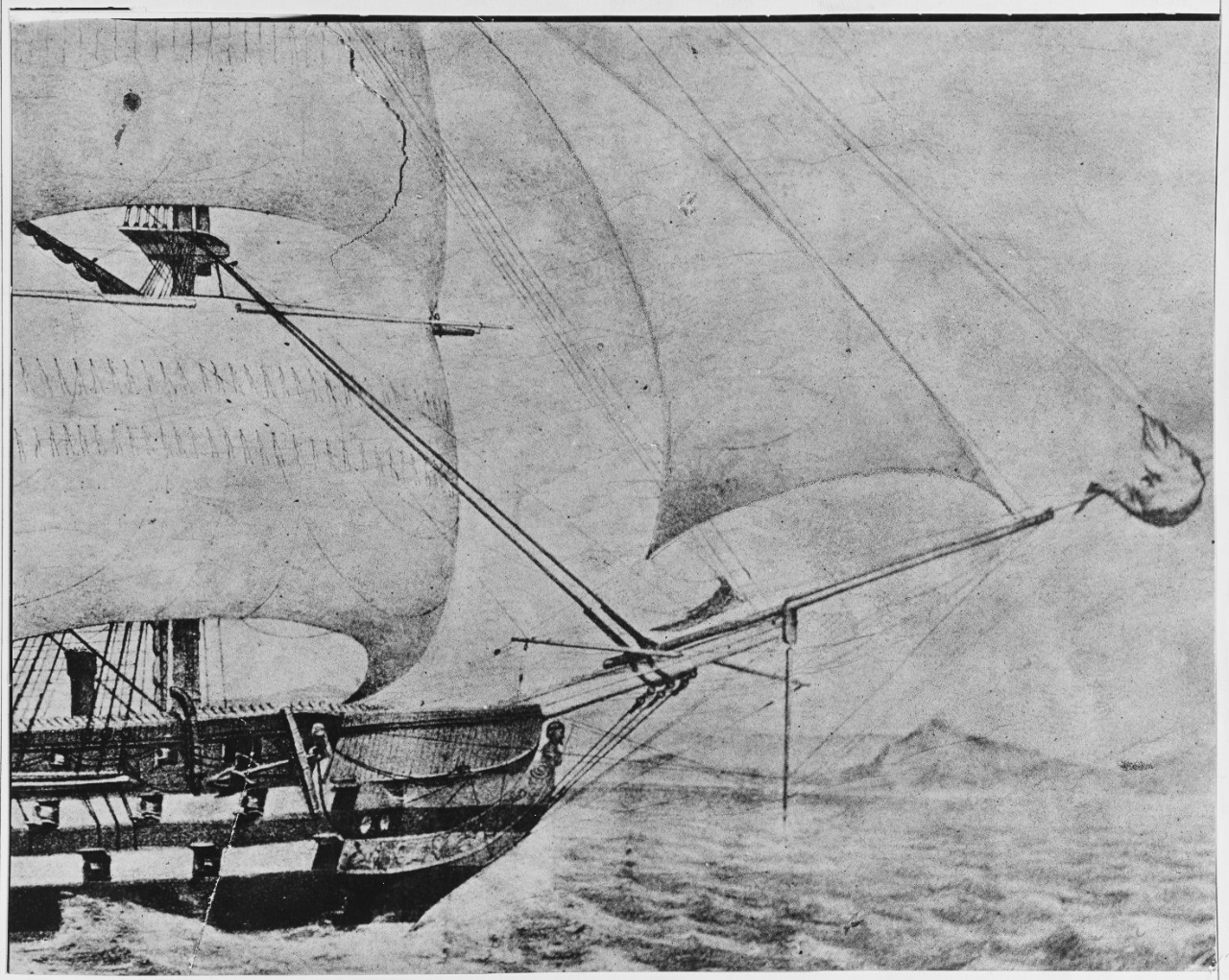 USS OHIO (1817-1883), close-up of ship's figurehead.