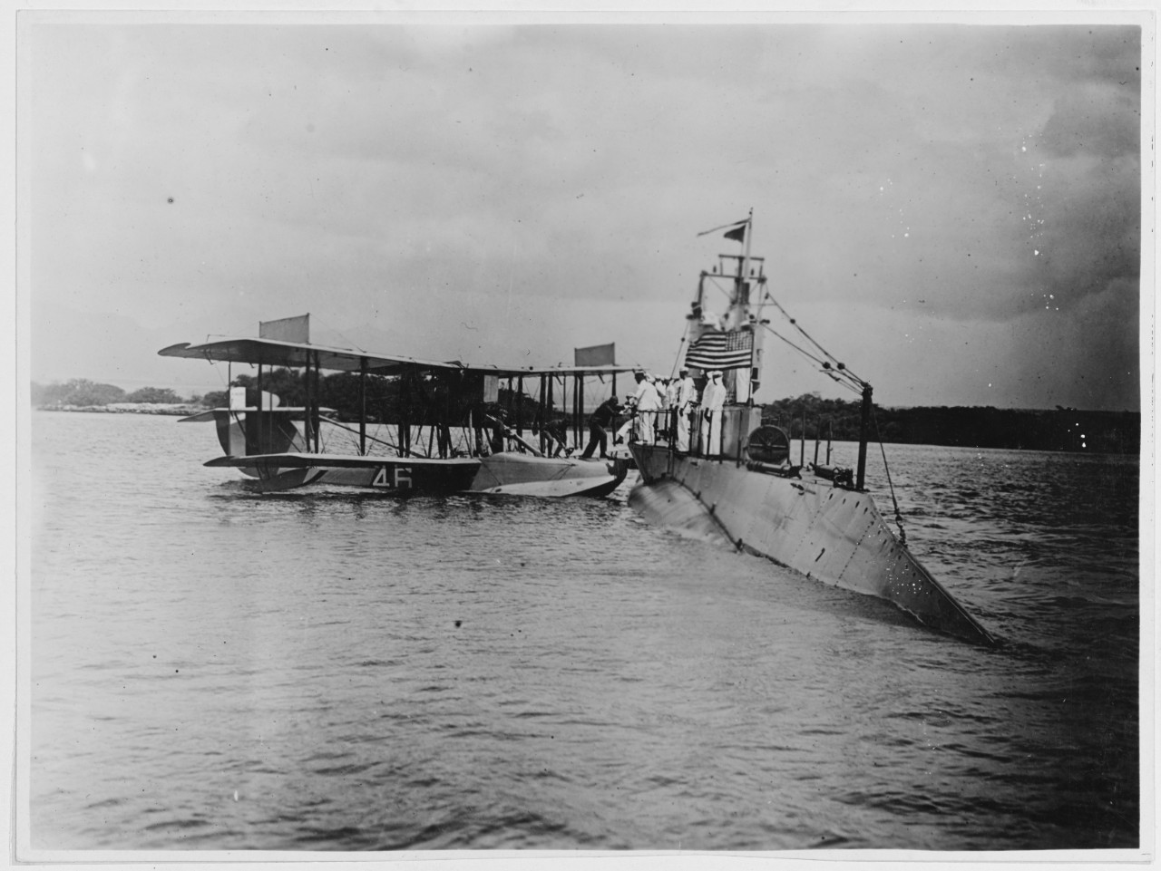 HS-2L Seaplane Operating with and S-1 Type Submarine, 1924