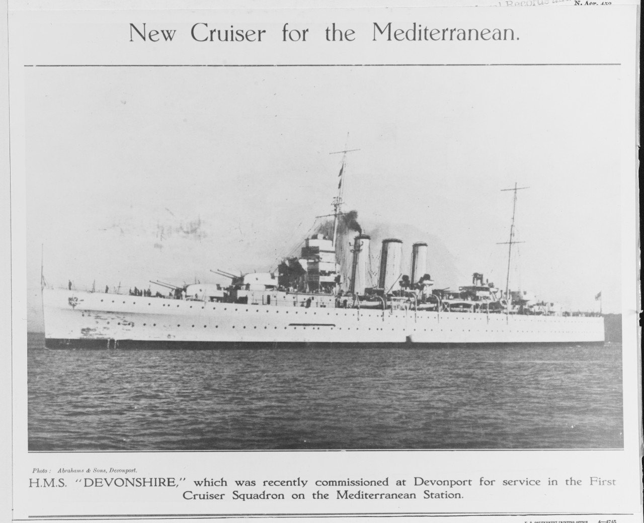 Photo #: NH 60919  HMS Devonshire