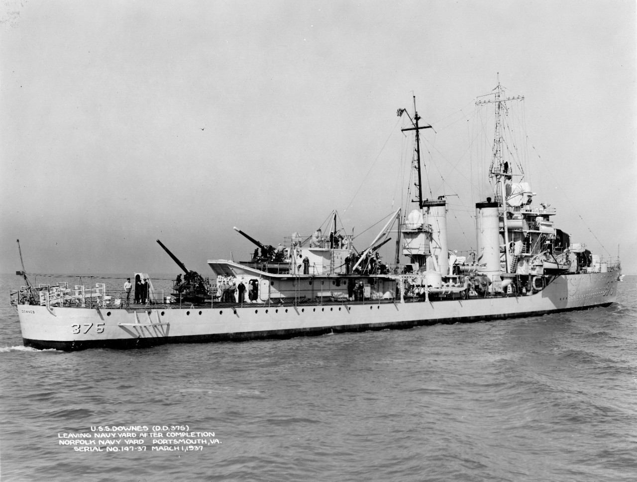 Photo #: NH 61516  USS Downes (DD-375)