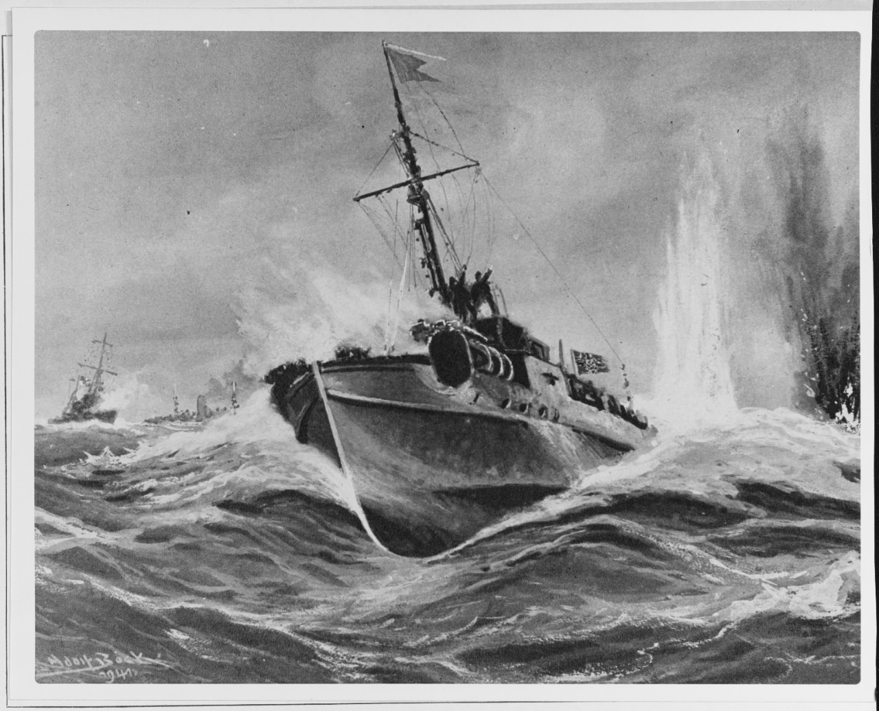 "German Motor Torpedoboat Attack on an English Convoy"