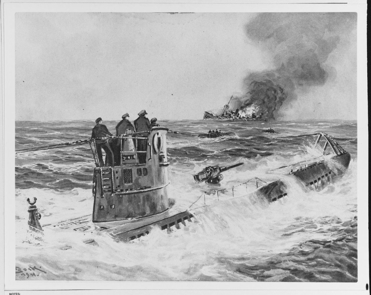"German U-Boat Sinks an English Freighter"