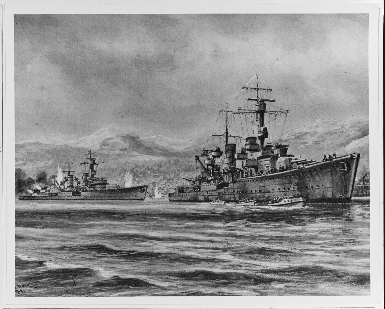 Photo #: NH 61839  &quot;Conquest of Bergen by German Light Cruisers&quot;