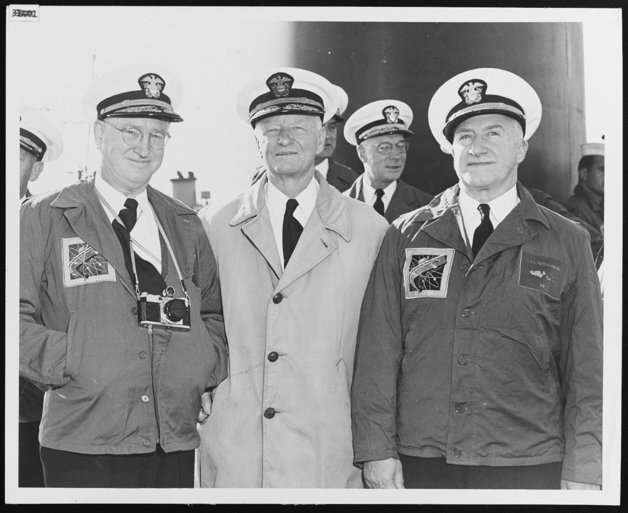 Admirals Nimitz and Other Officers aboard USS NAUTILUS (SSN- 571)