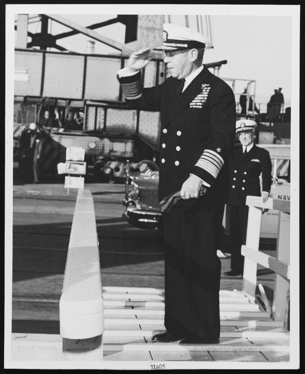 Admiral F.S. Low, USN(Ret.) On Board USS NAUTILUS (SSN-571), 24 June 1957, San Francisco