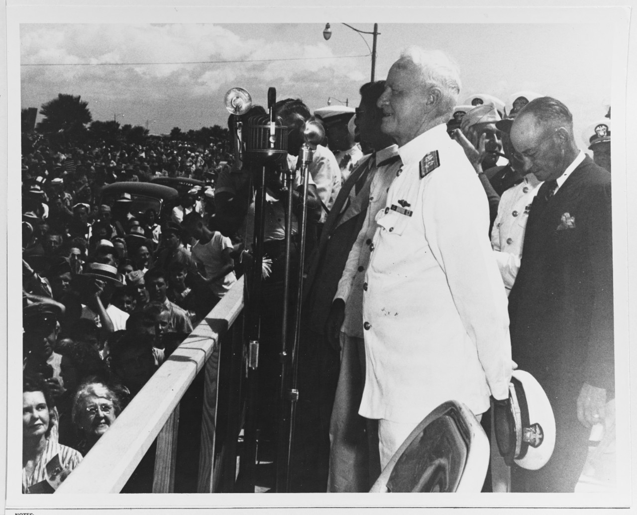 Fleet Admiral Chester W. Nimitz, CNO, Talks to the Crowd