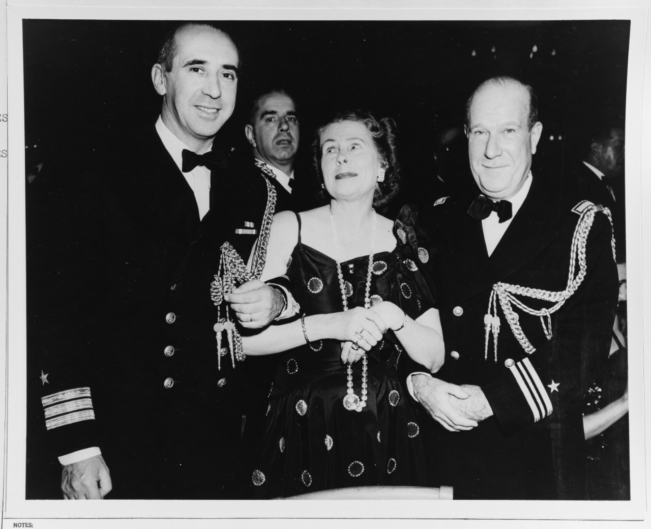 Mrs. Chester Nimitz Poses with Two of the Naval Attachés