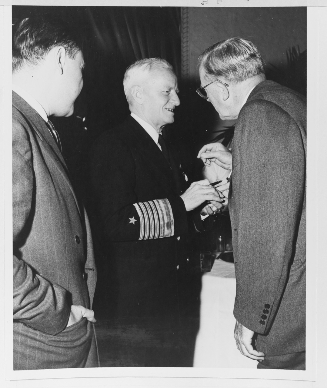 Admiral Nimitz Chats with Secretary of State Dulles