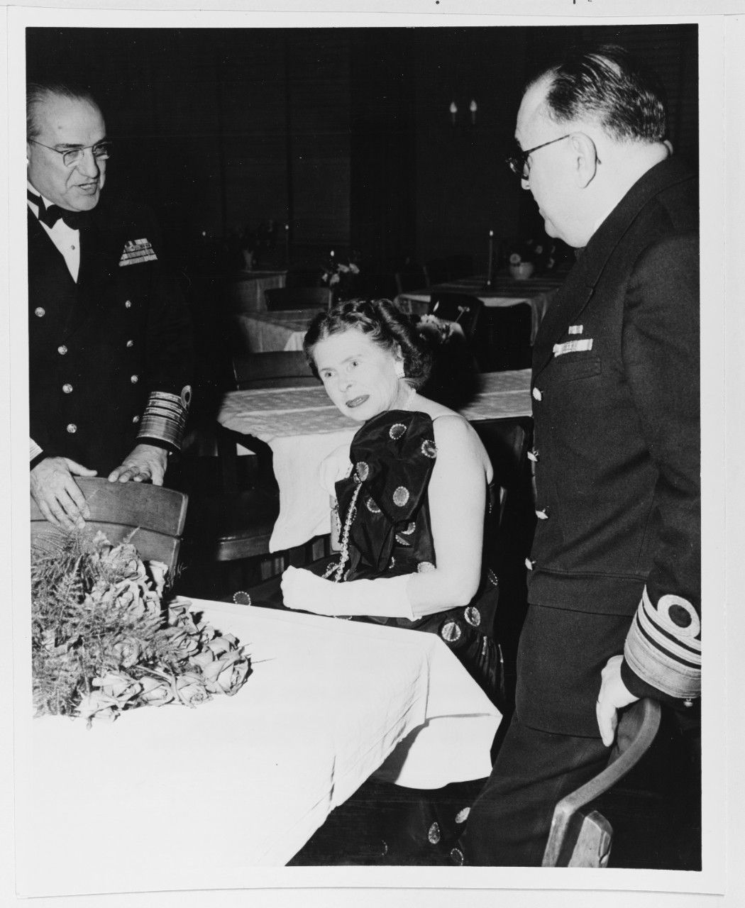 Mrs. Chester W. Nimitz with Two Naval Attachés