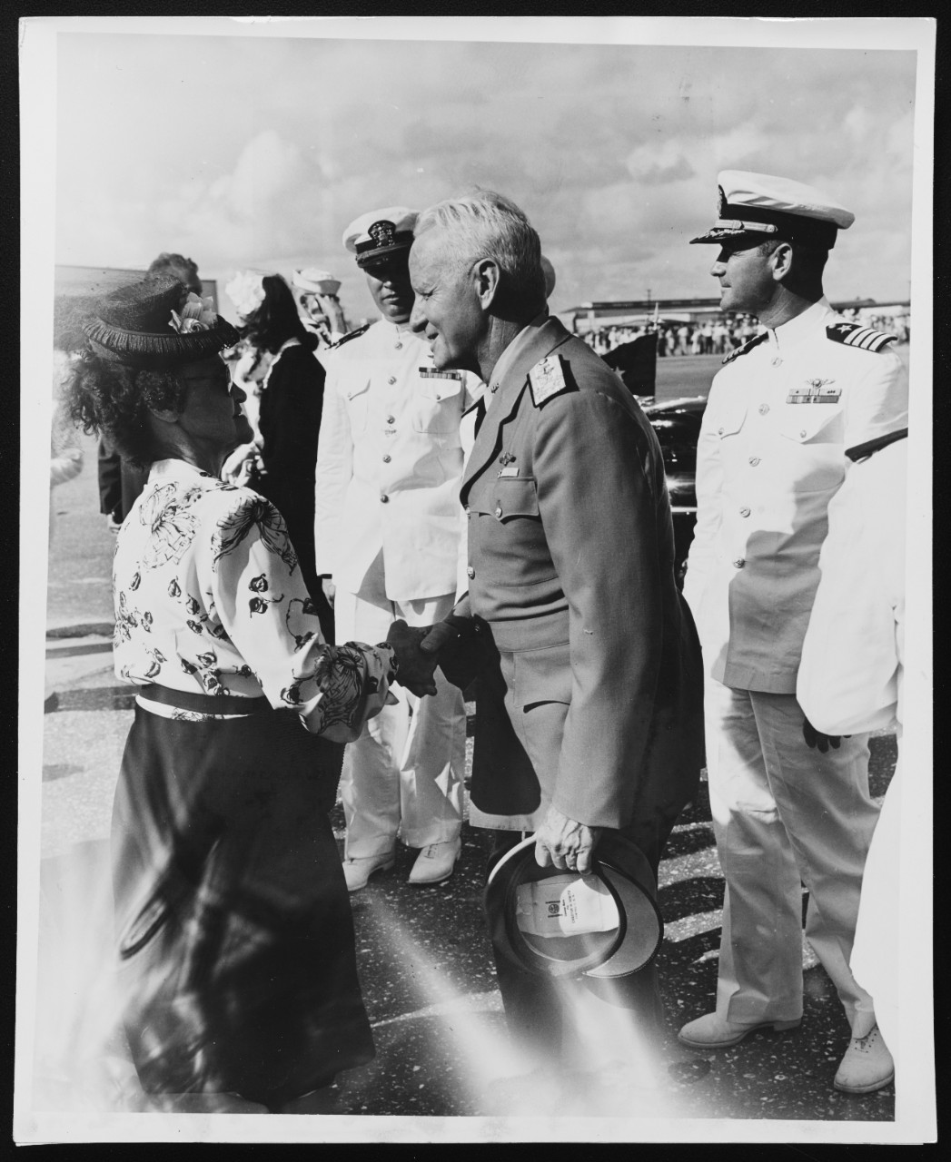 Fleet Admiral Nimitz Greets a Navy Gold Star Mother