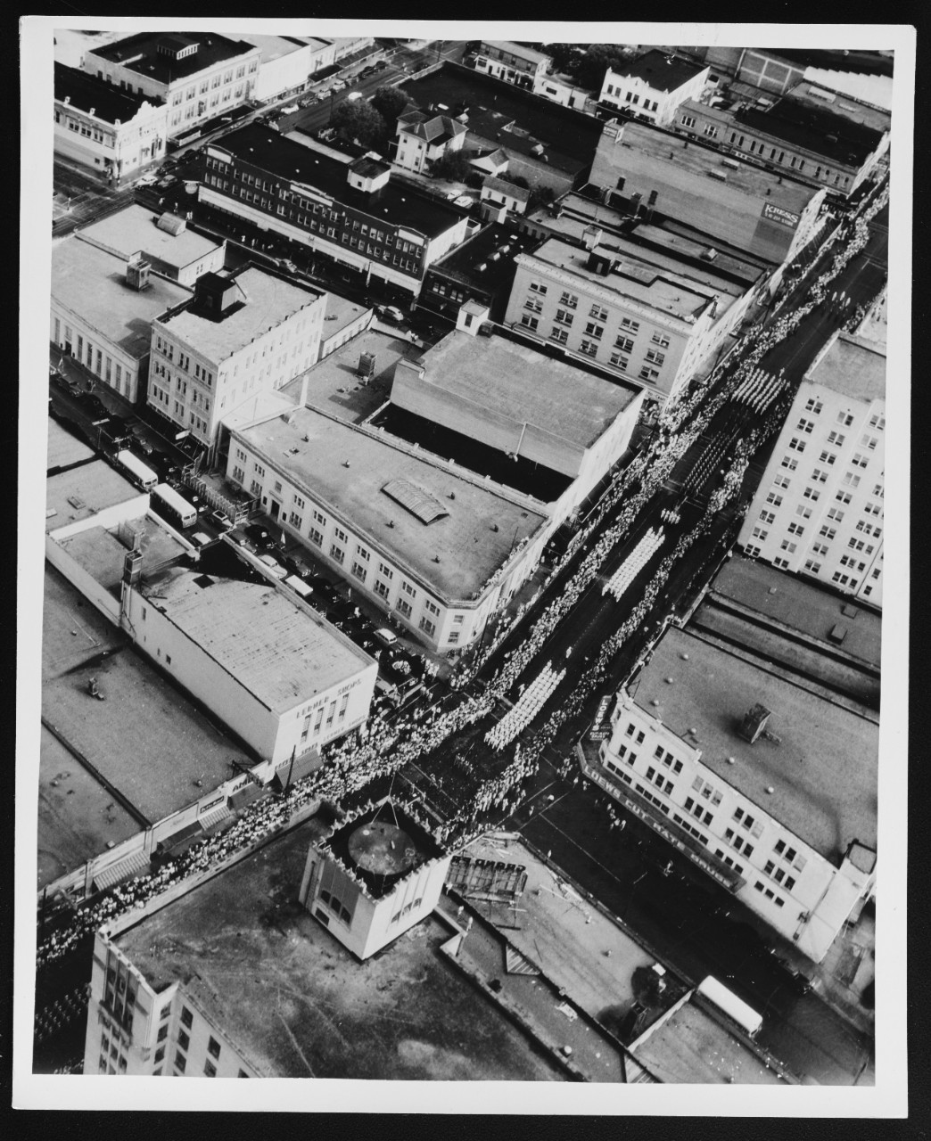 Aerial View of Downtown Corpus Christi, Texas during "Nimitz Day" Parade