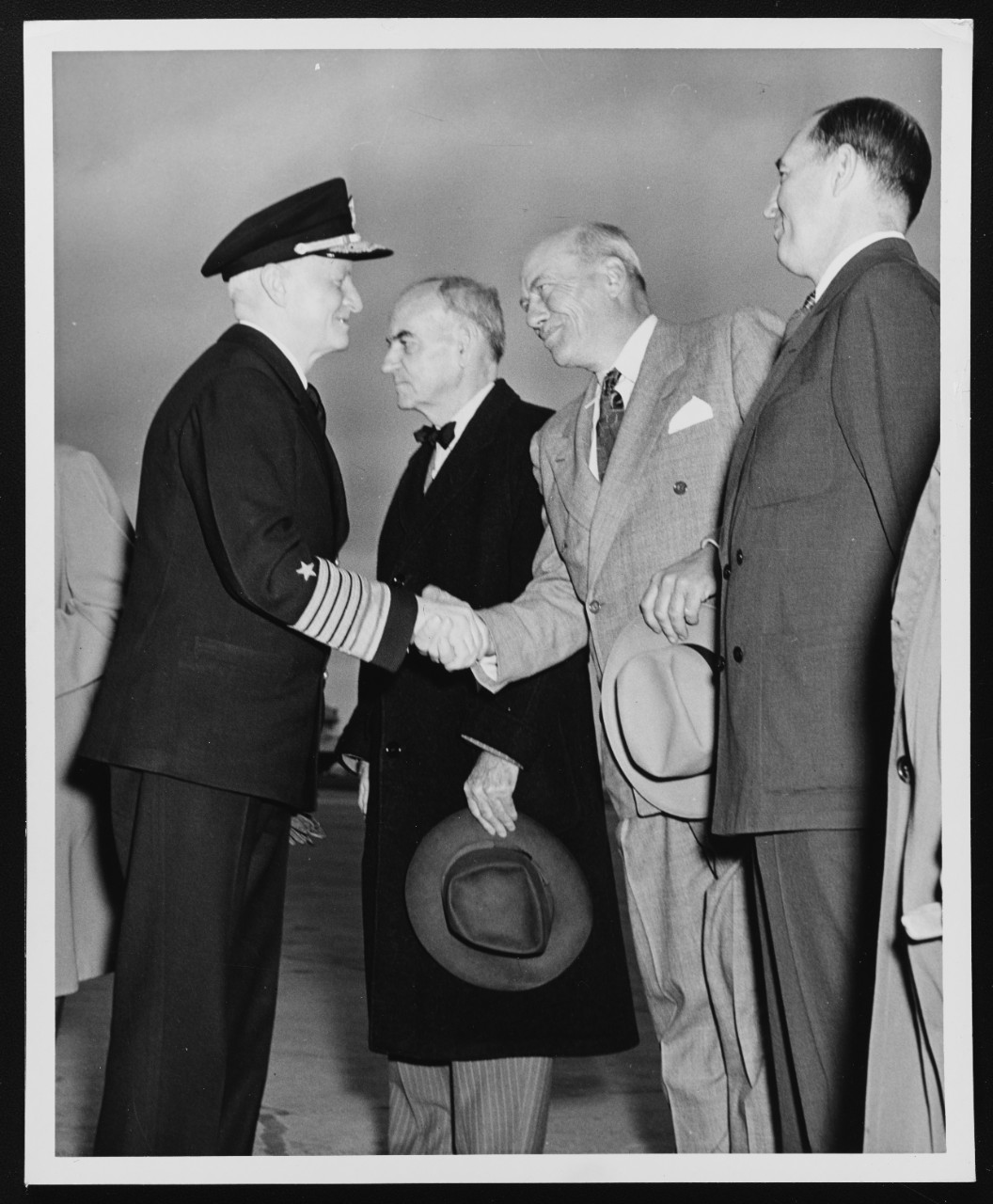 Fleet Admiral Nimitz Greets Weaver Holland, President of Navy League