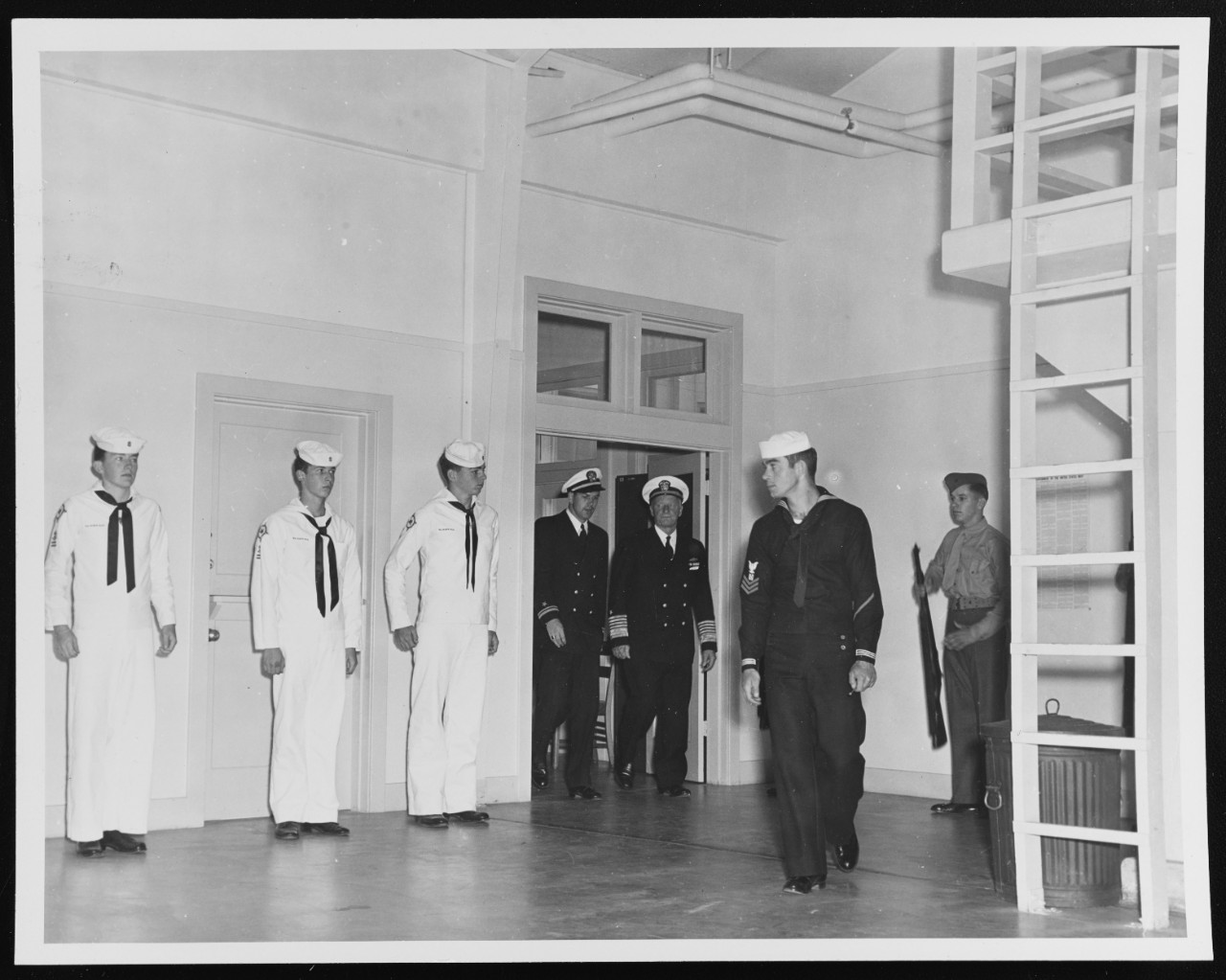 Fleet Admiral Nimitz Inspects Gunnery Room