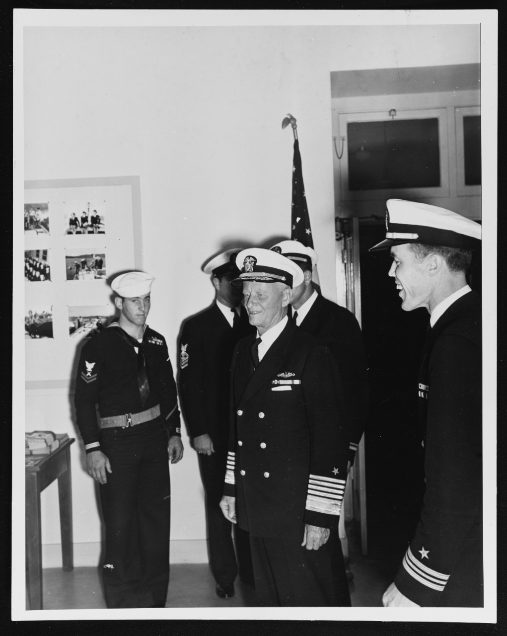 Fleet Admiral Nimitz Informally Inspects the Naval Reserve Training Center, Fresno