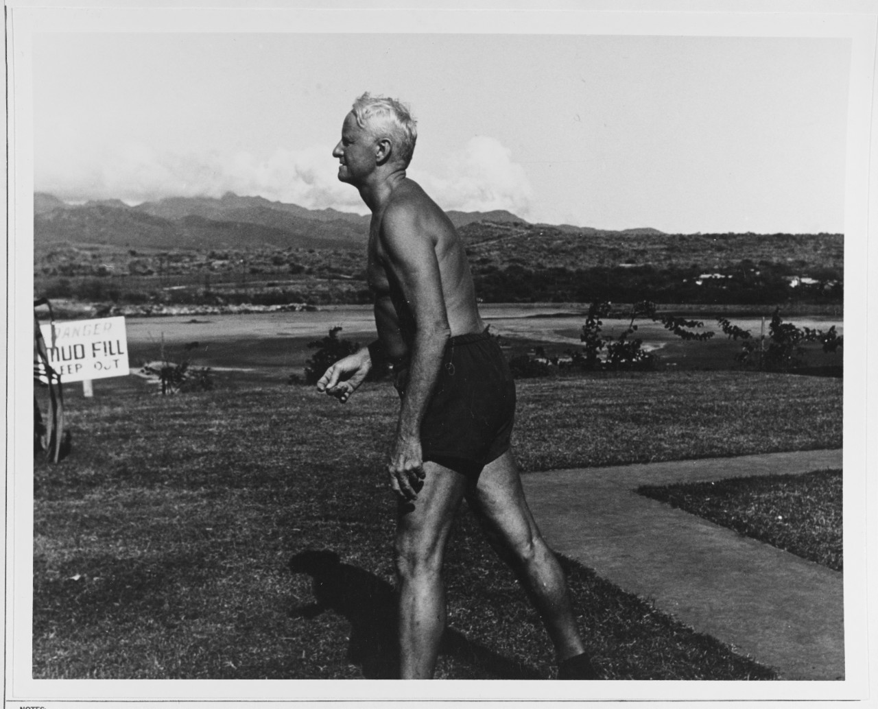 Admiral Nimitz, CINCPAC-POA, Takes a Stroll