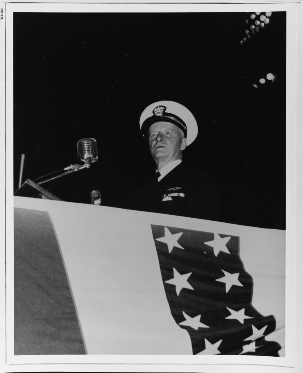 Fleet Admiral Nimitz Prepares to Deliver a Speech