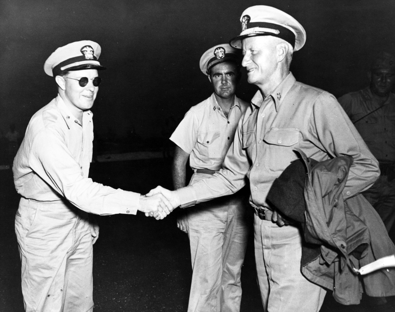 Fleet Admiral Nimitz En Route to Accept the Japanese Surrender on Board USS MISSOURI