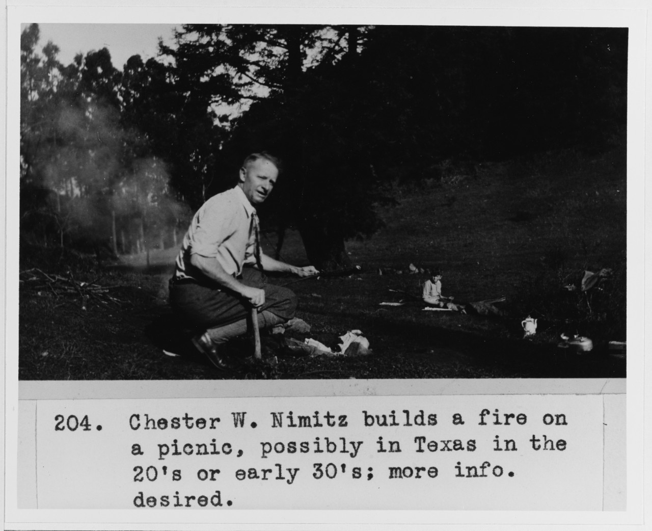 Chester W. Nimitz Builds a Fire while on a Picnic