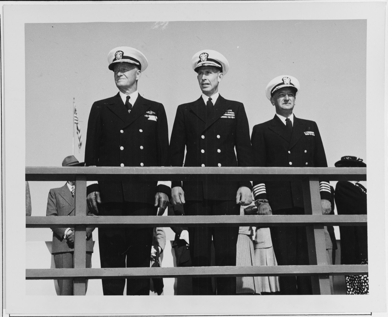Fleet Admiral Nimitz and Officers Review Some New Navy Recruits