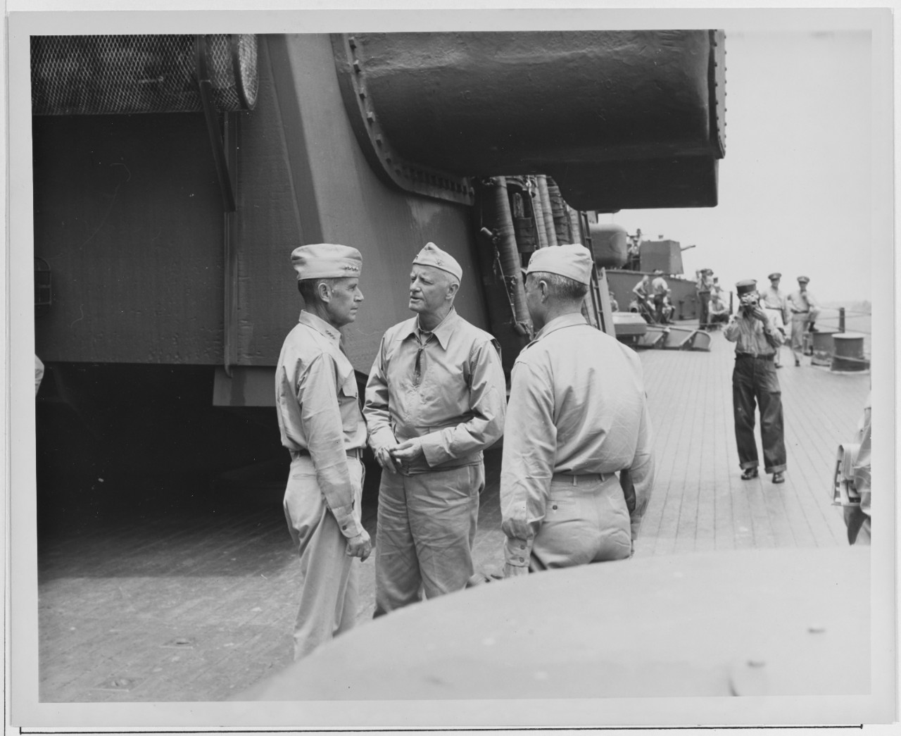Admiral Nimitz with Admiral R.A. Spruance and Rear Admiral Forrest Sherman