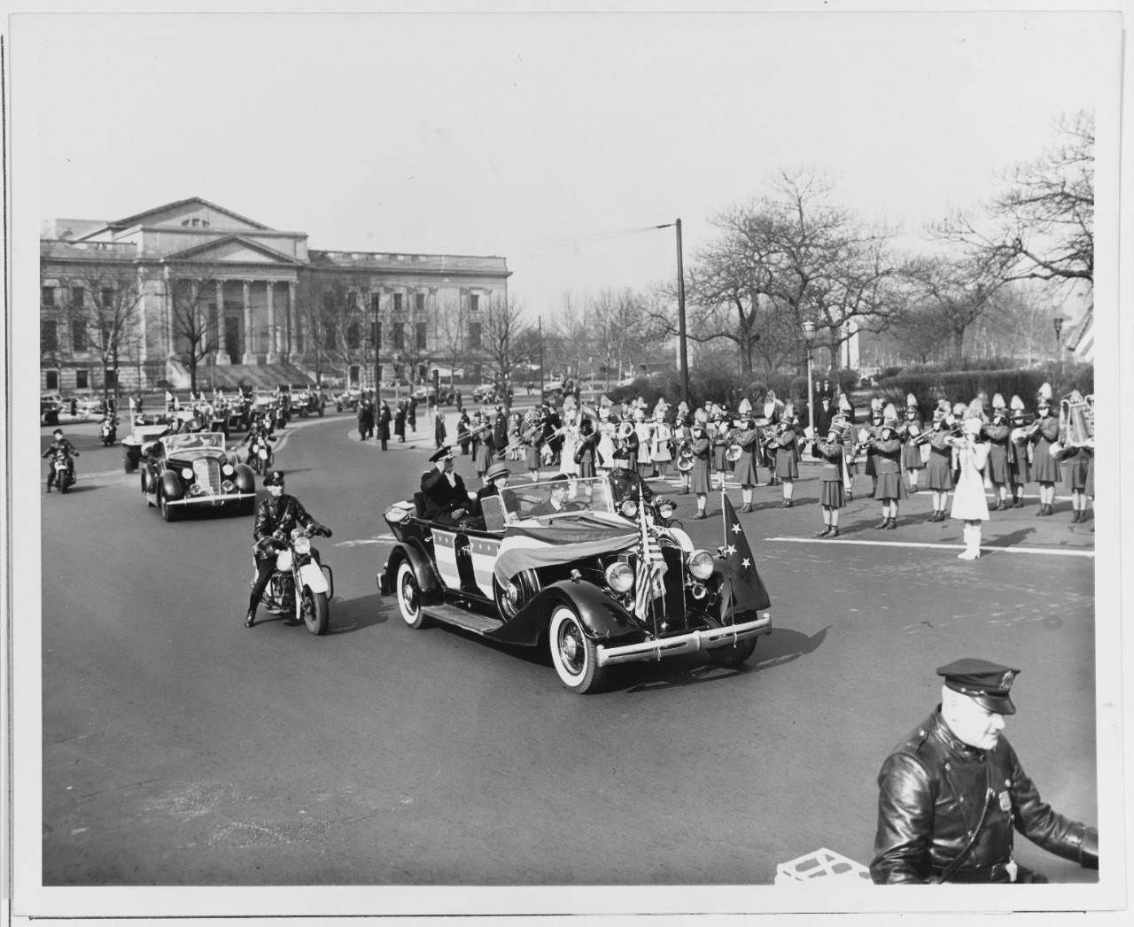 Fleet Admiral Nimitz Rides in a Parade