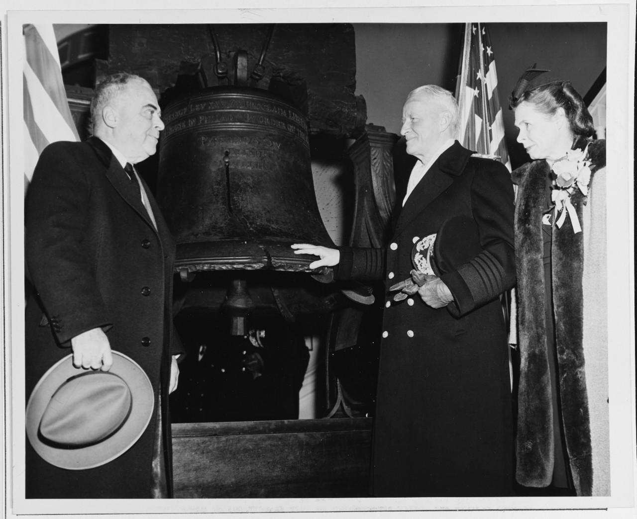 Fleet Admiral and Mrs. Nimitz and Mayor Bernard Samuel