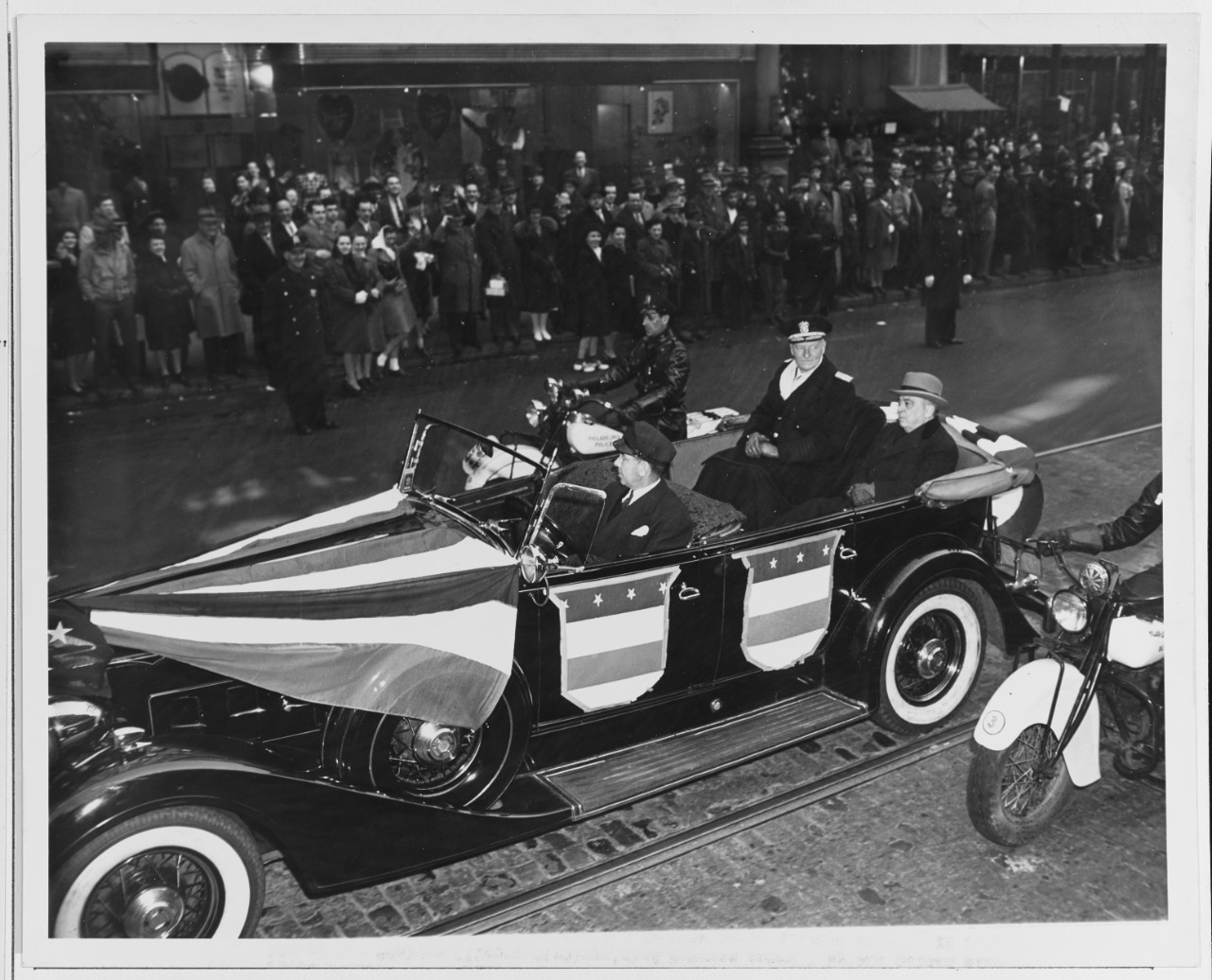 Fleet Admiral and Mrs. Nimitz Arrive in Philadelphia, Pennsylvania