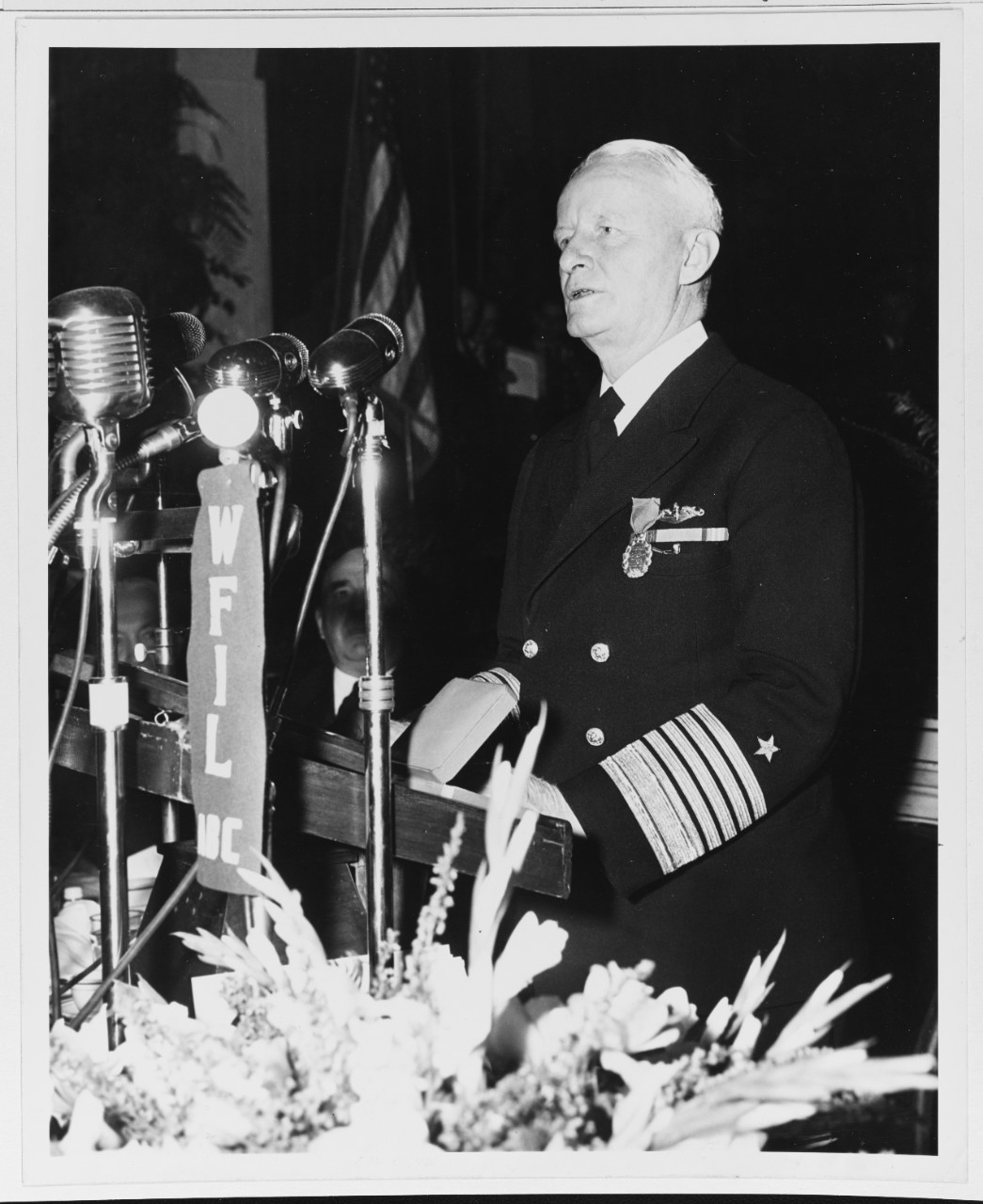 Fleet Admiral Nimitz Accepts the "Golden Slipper Distinguished Service Award"