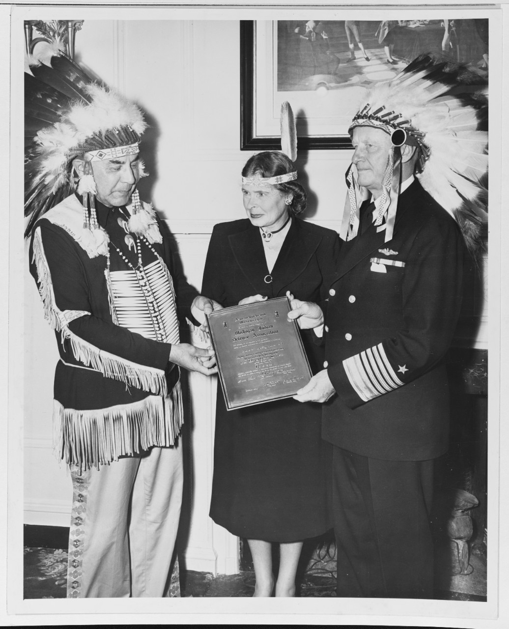 Fleet Admiral Nimitz is made Honorary Member of the Ottawa Tribe of Michigan