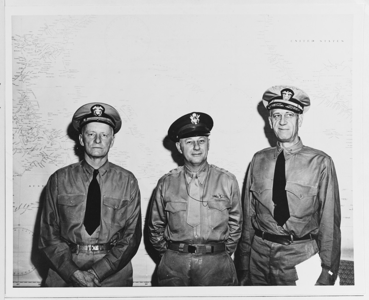 Admiral Chester W. Nimitz, USN, CINCPAC with his Staff Officers